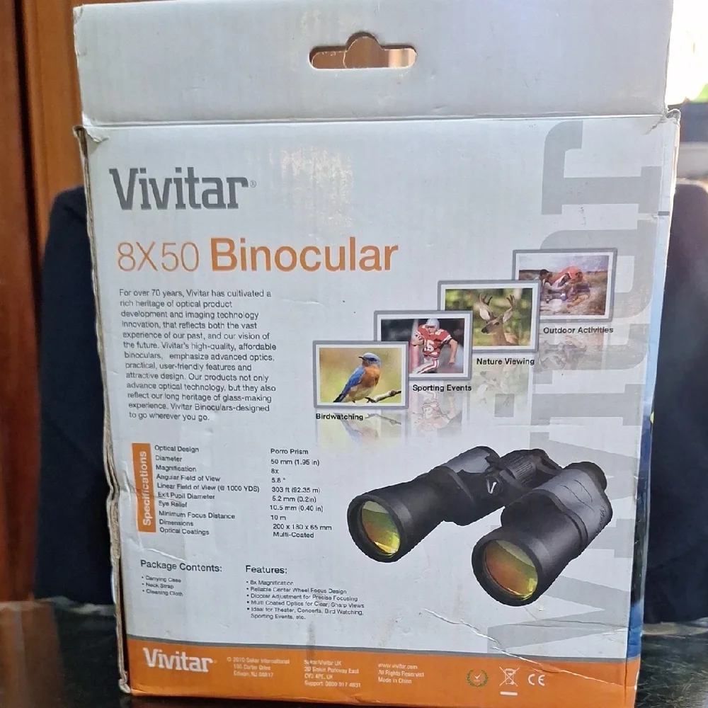 Vivitar 8x50 Black Binoculars - High Power Outdoor Optics